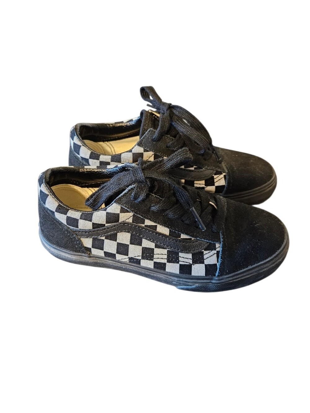 Black and Silver Checkered Vans